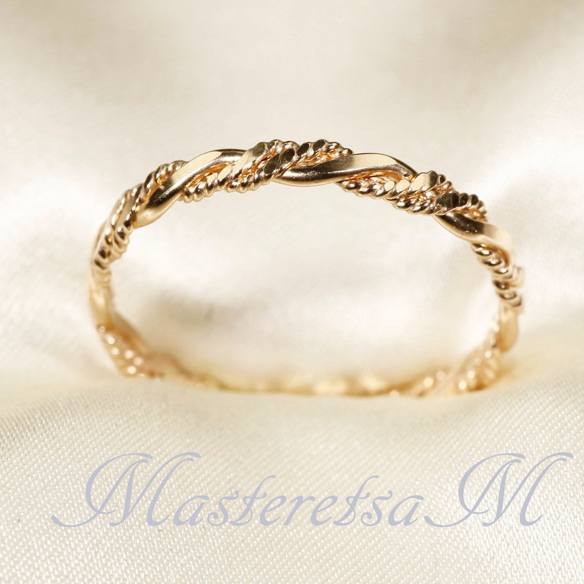 Twist No.6- Twisted Style braided Flat 14K Gold Filled Ring: Stackable 2.2mm Band