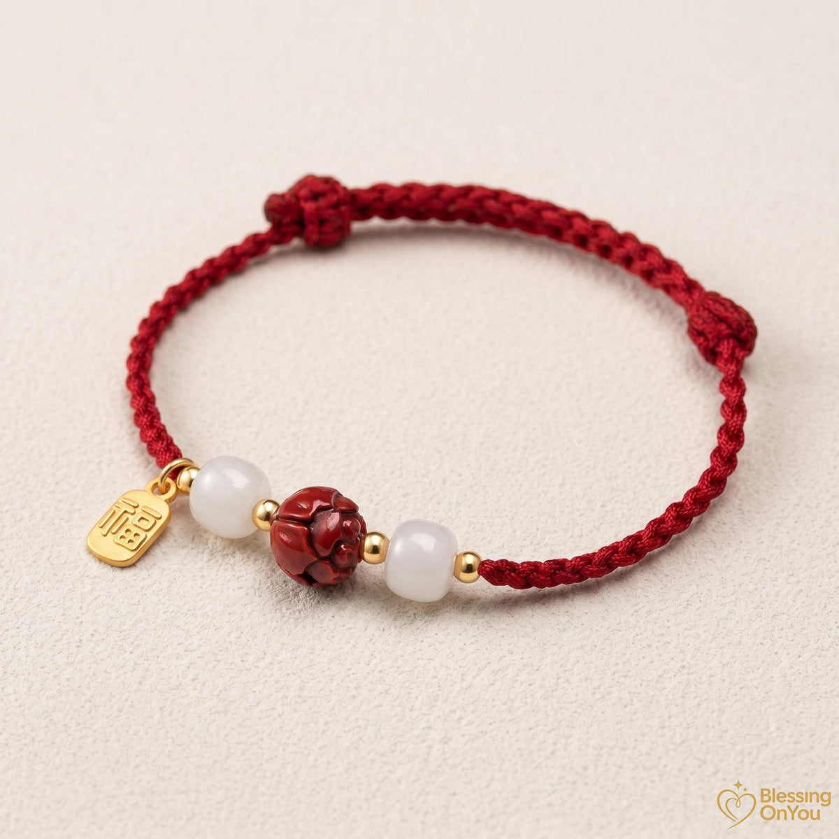 Cinnabar Lotus Red String Bracelet | Buddhist Meditation Bracelet | Handmade Protection Charm | Jade Fu Lucky Spiritual Bracelet Gift
