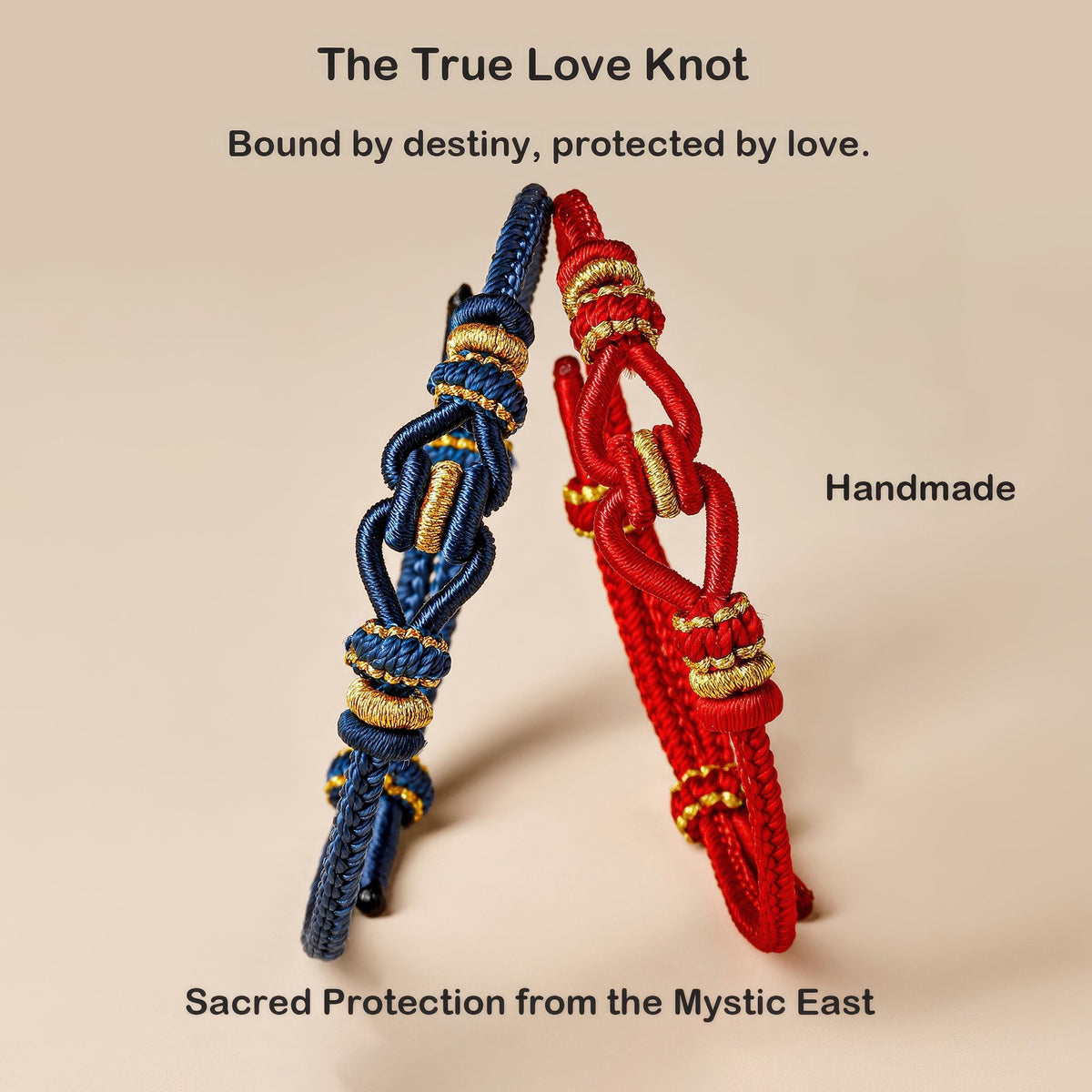 True Love Knot Couple Bracelets, Red String of Fate Amulet, Wedding Gift
