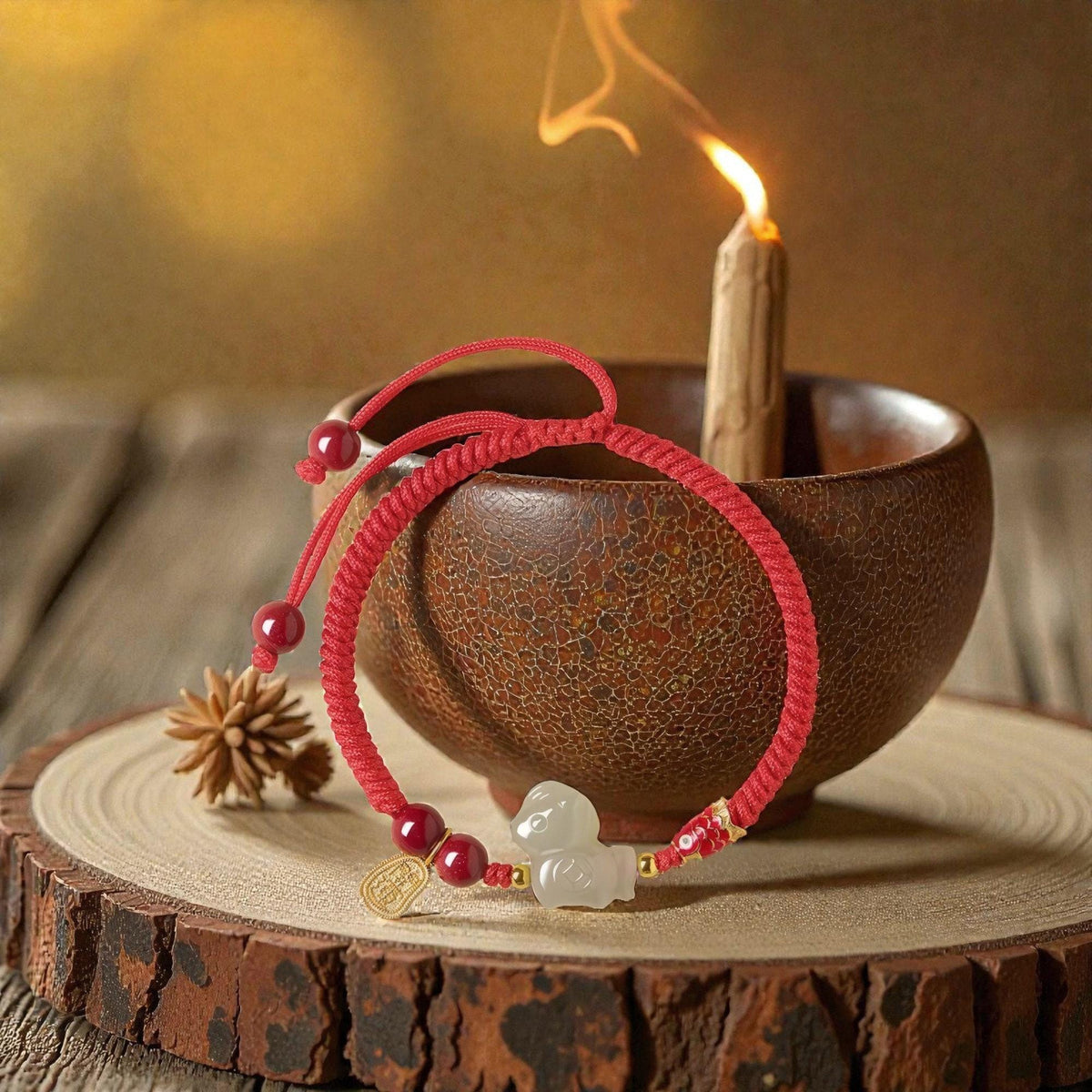Natural Jade & Cinnabar Protection Bracelet, Temple Blessed, 2026 Horse Zodiac Gift, Good Luck Koi Fish Charm