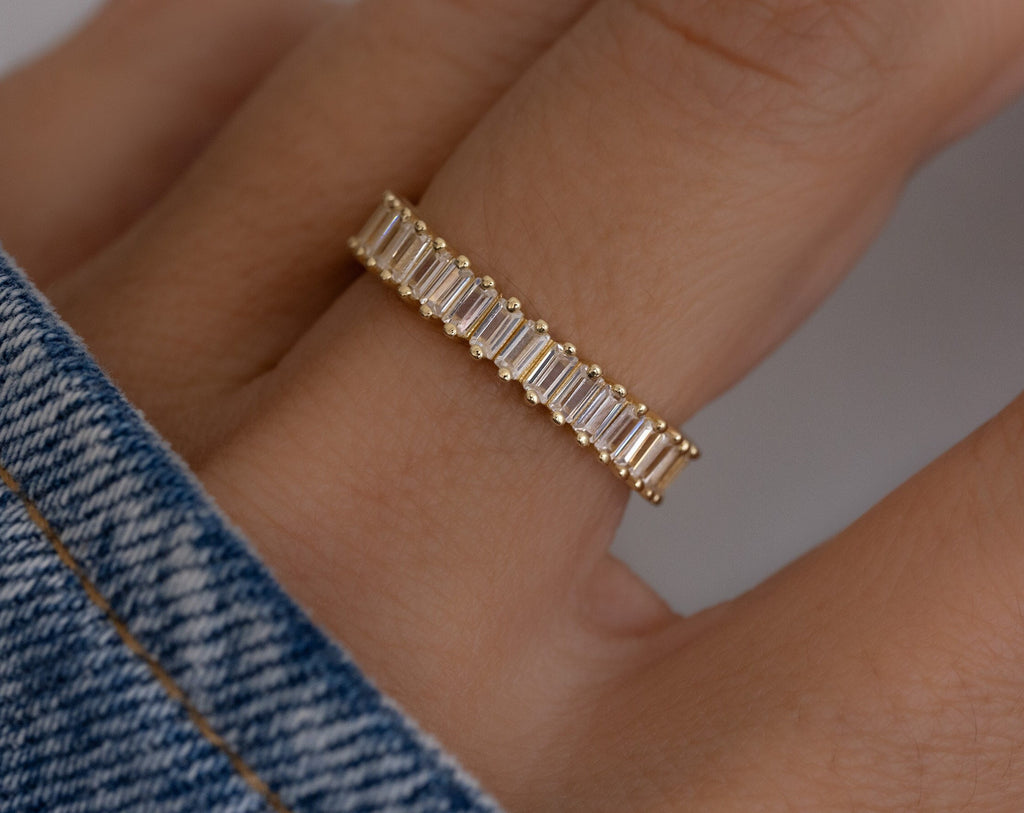 Baguette Ring, Diamond Eternity Band, Statement Ring, Eternity Ring, Engagement Ring, Promise Ring, Minimalist Ring, Gift For Wife