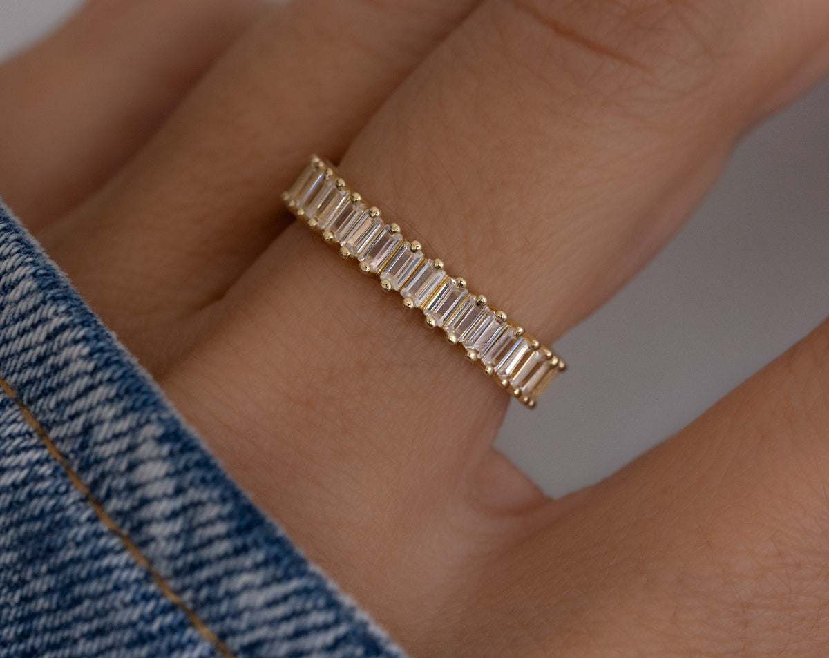 Baguette Ring, Diamond Eternity Band, Statement Ring, Eternity Ring, Engagement Ring, Promise Ring, Minimalist Ring, Gift For Wife