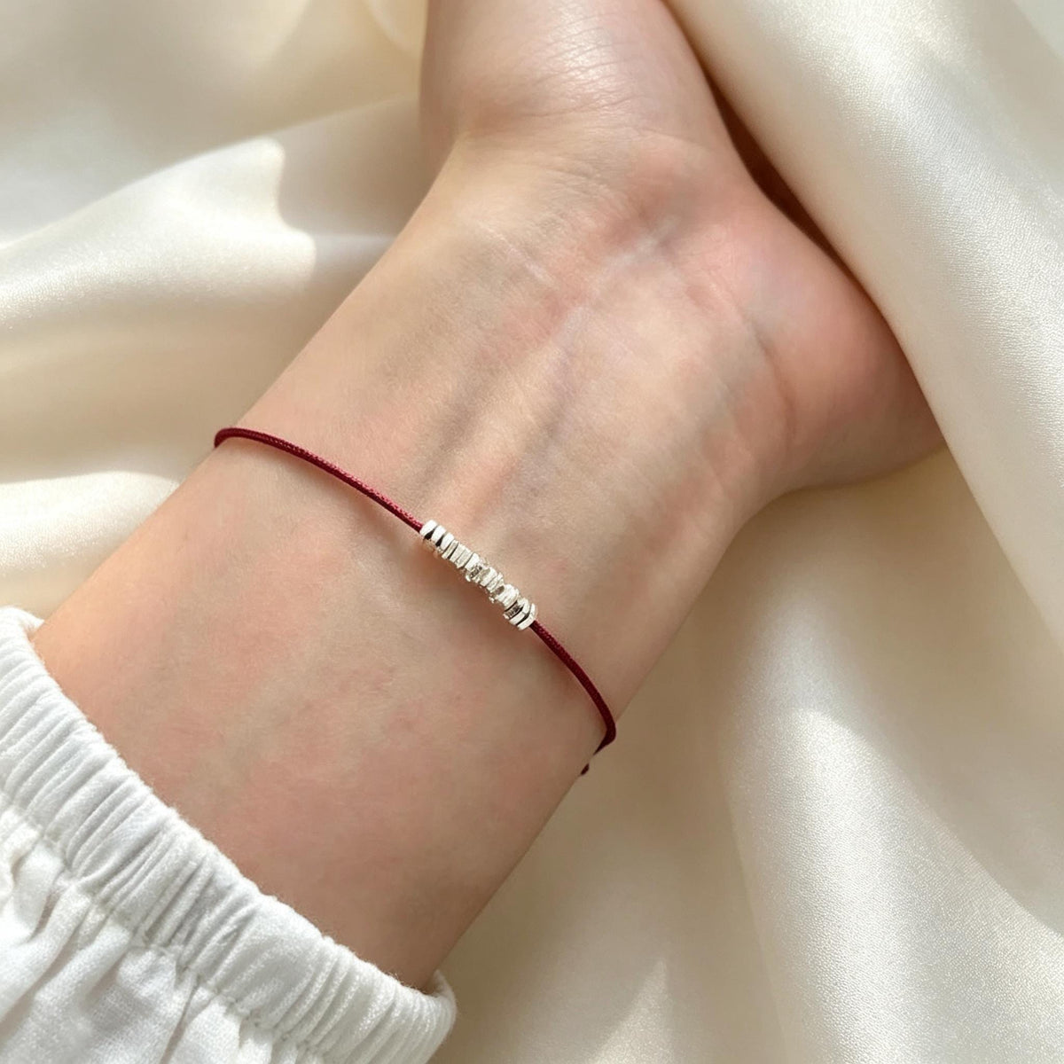 Whispers of Peace 999 Silver Red String Bracelet, Red Cord Bracelet, Good Luck & Protection Jewelry, Peace Blessing Gift, Handmade