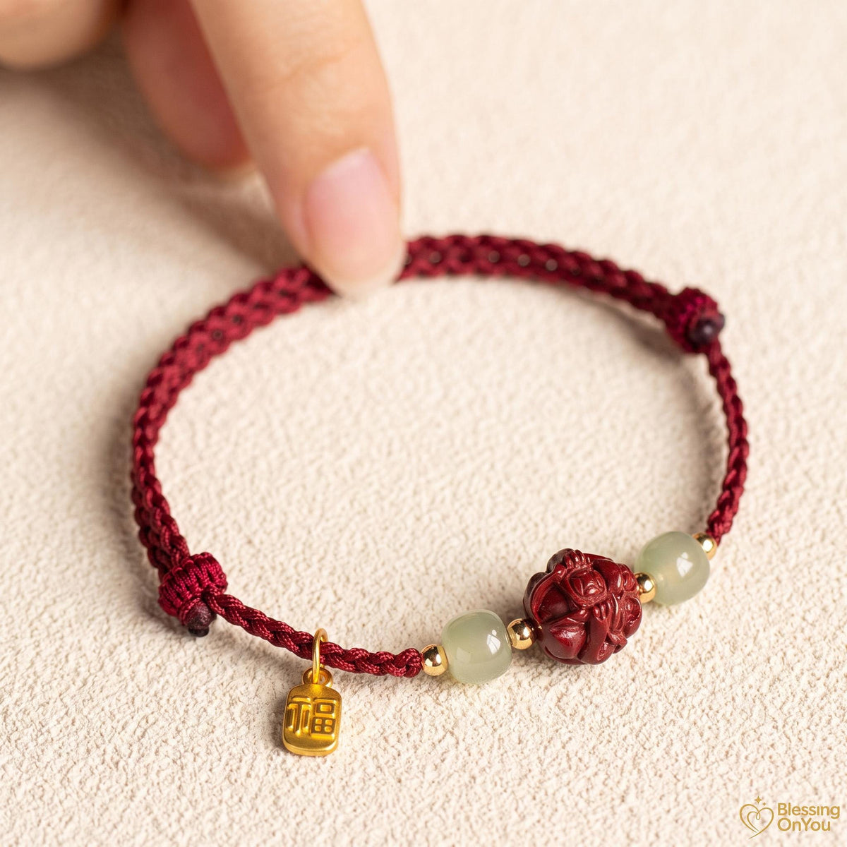 Handmade Red String Zodiac Bracelet, Cinnabar Bead, Temple Blessing Charm (2027 Goat), Jade Beads, Lucky Protection Jewelry,Gift for Her Him