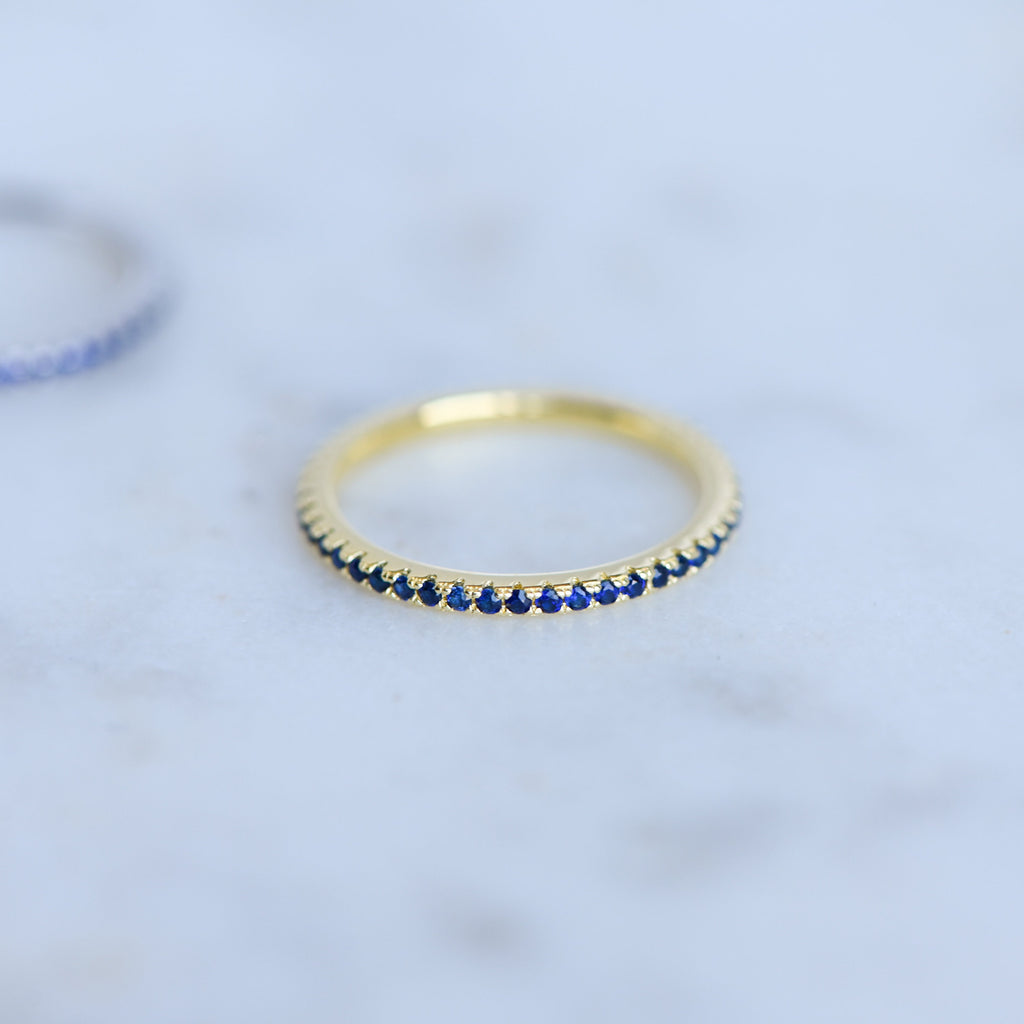 Dainty Sapphire Eternity Ring, Sapphire Ring, Sapphire Stacking Ring, September Birthstone, Minimalist Ring, Simple Ring, Gift for Her