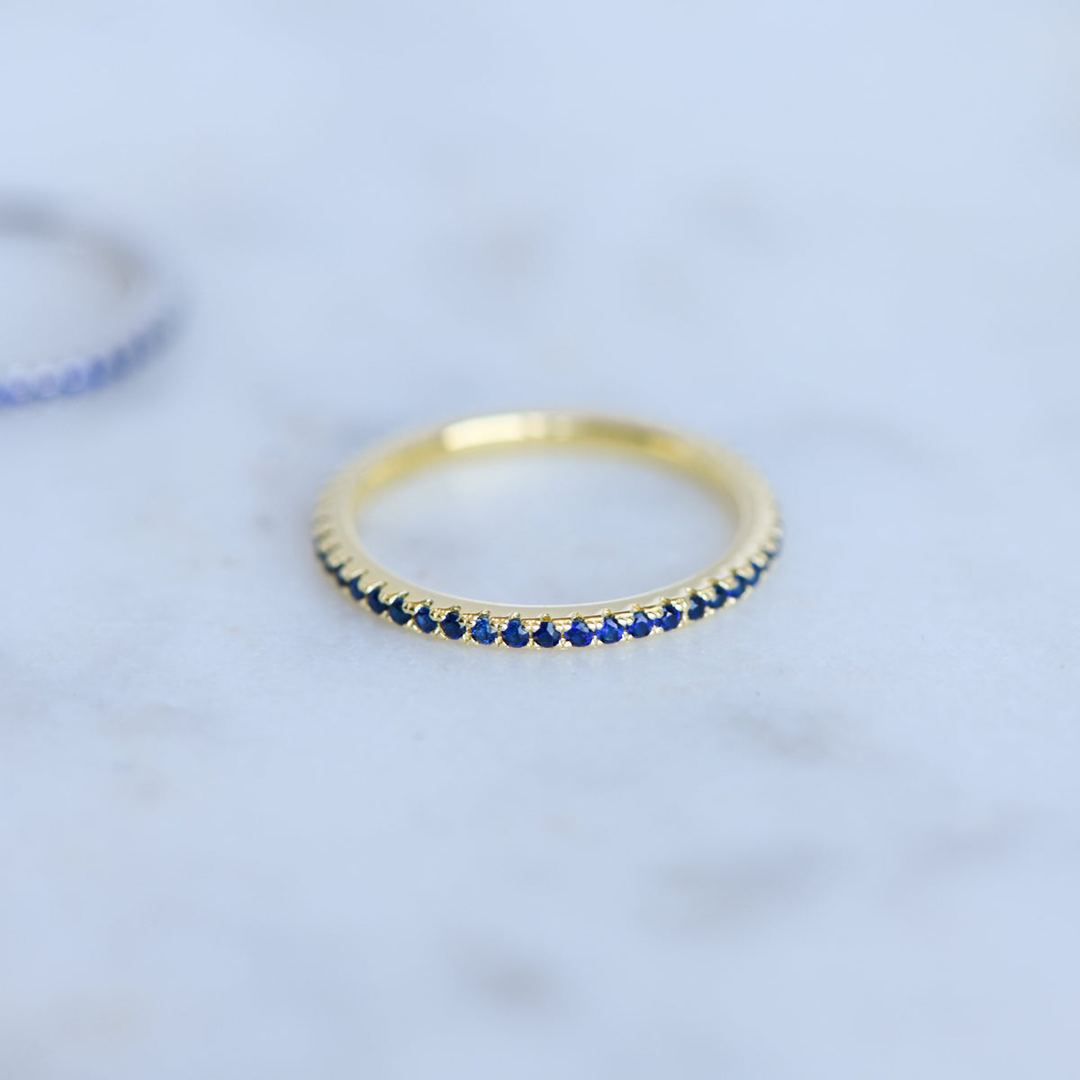 Dainty Sapphire Eternity Ring, Sapphire Ring, Sapphire Stacking Ring, September Birthstone, Minimalist Ring, Simple Ring, Gift for Her