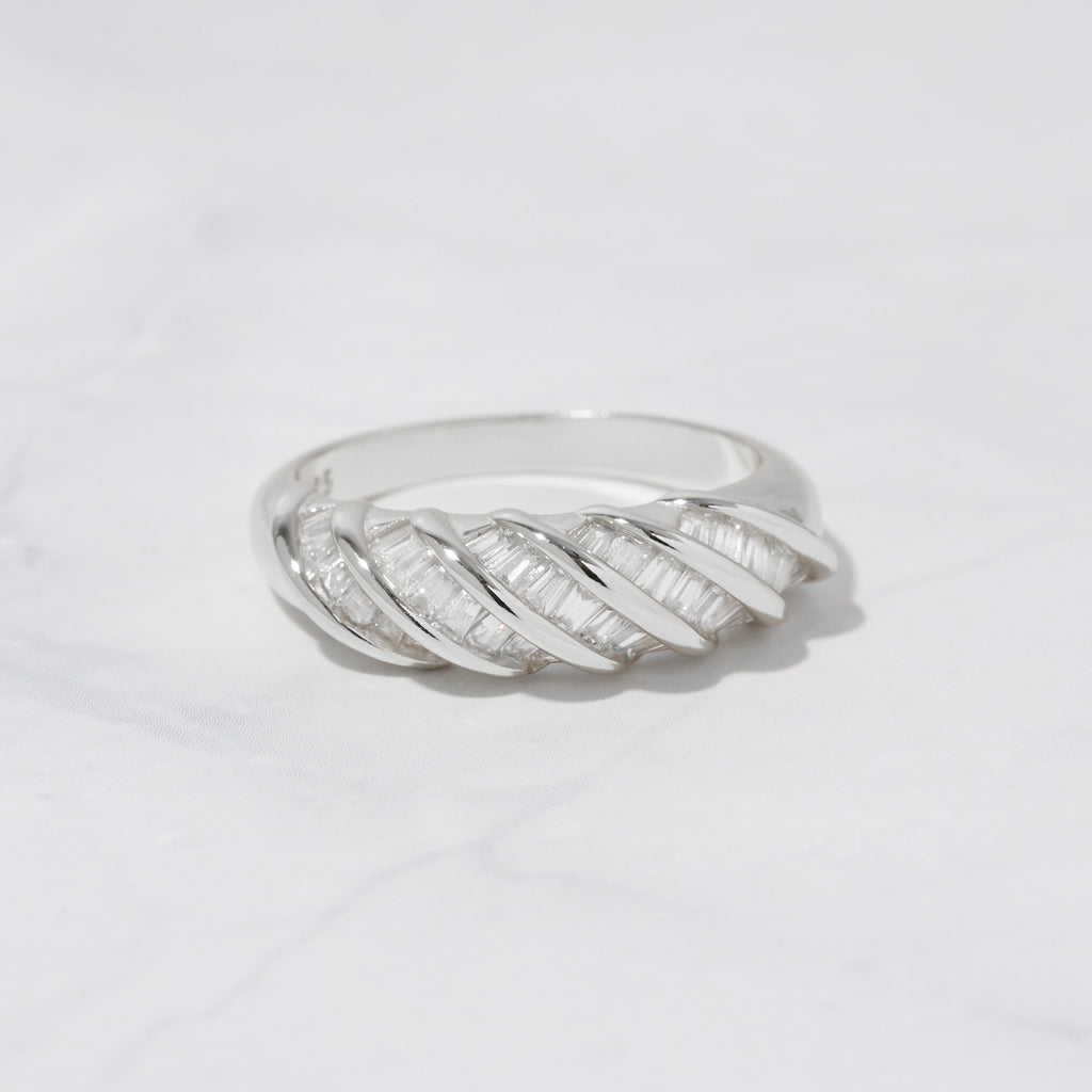 Baguette Ring, Twist Baguette Ring, Stacking Ring, Gold Ring, Minimalist Ring, Sterling Silver Ring, Croissant Ring, Dome Ring, Dainty Ring