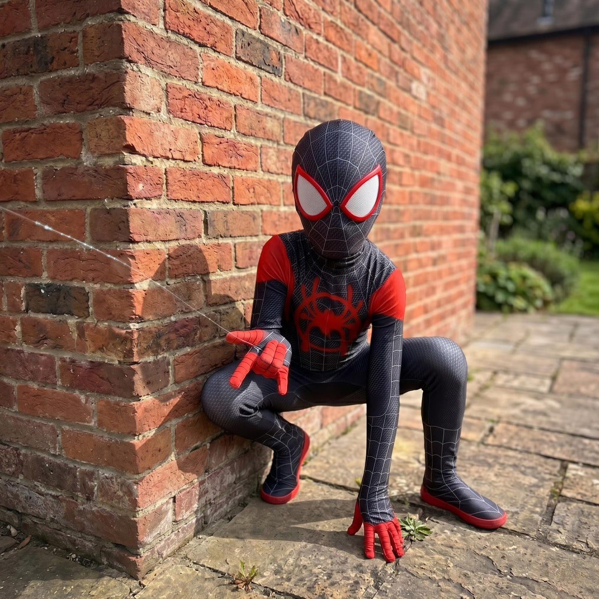 Kids Superhero Bodysuit Costume | Black & Red Cosplay Outfit for Role Play Party
