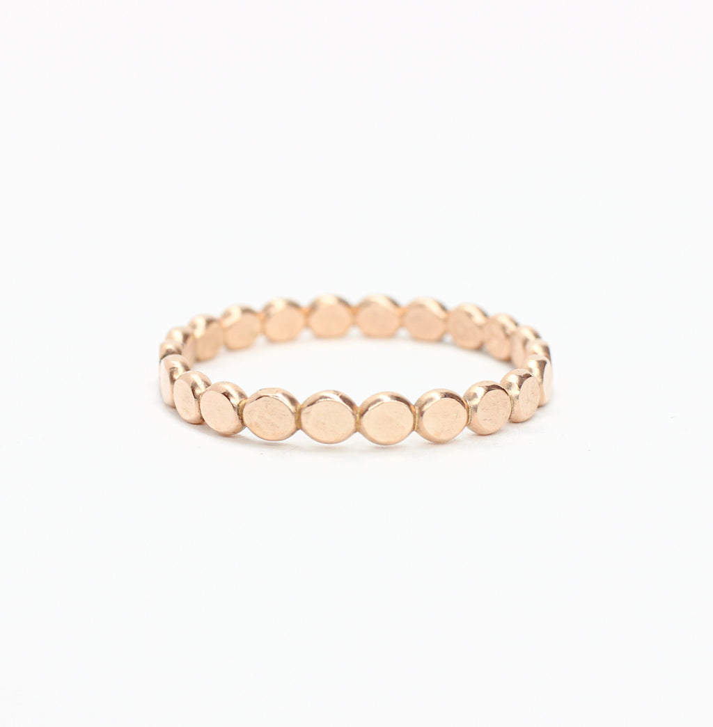 14k Gold Filled Flat Bead Stacking Ring: Sterling Silver & Rose Gold