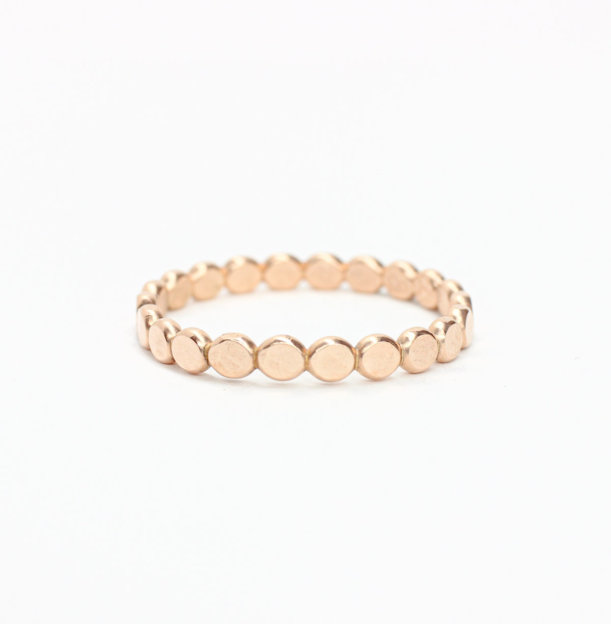 14k Gold Filled Flat Bead Stacking Ring: Sterling Silver & Rose Gold