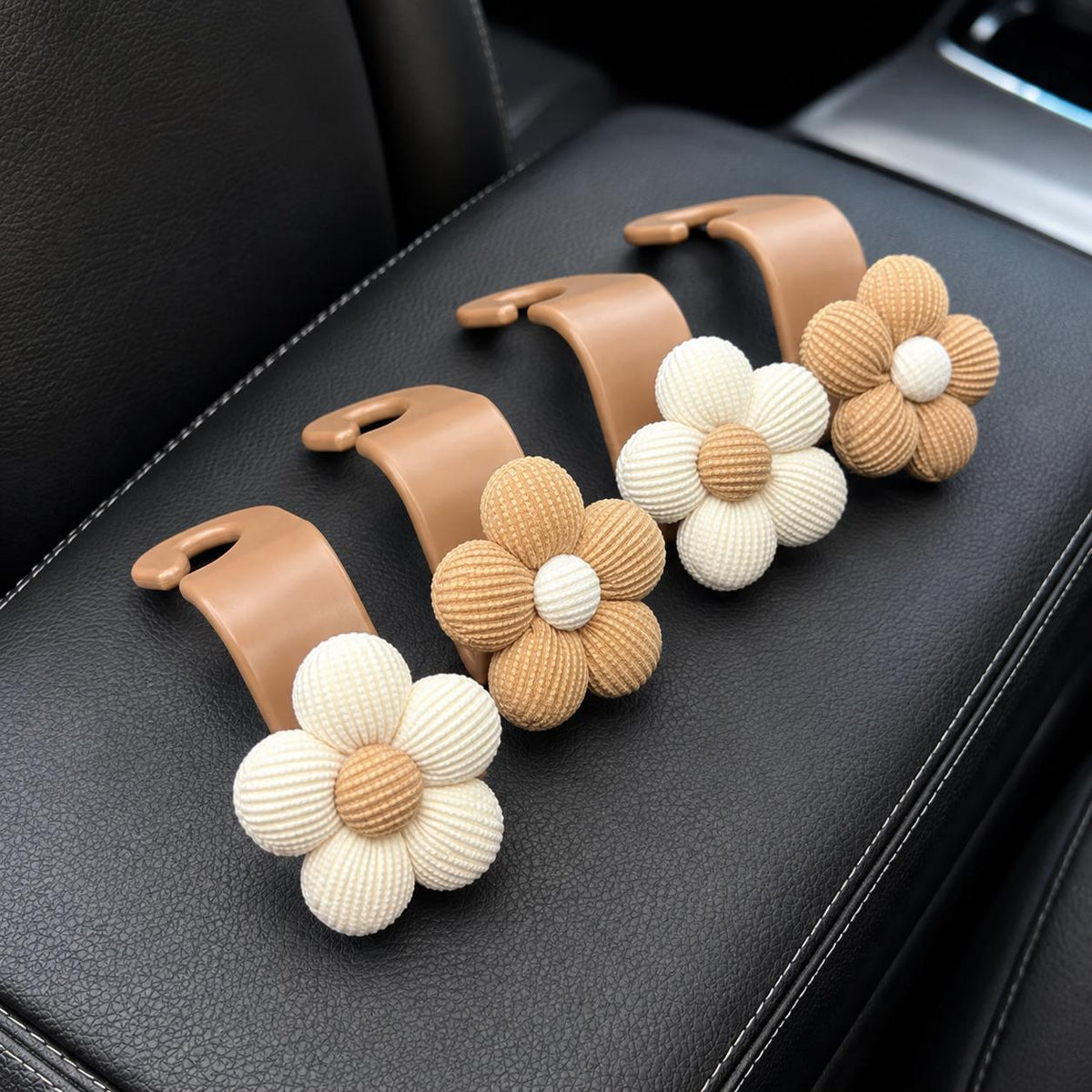 Crochet Flower Car Seat Hook, Cute Headrest Purse Hanger, Shopping Bag Holder, Floral Vehicle Organizer, Handbag and Back Seat Accessory