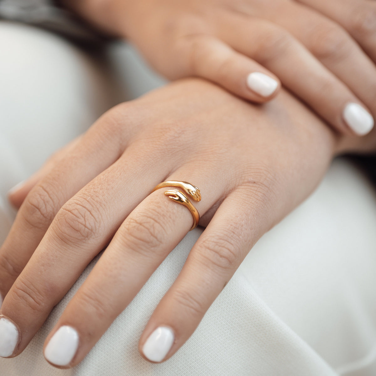 925 Sterling Silver Ring • Hug Ring • Stackable Ring • Minimalist Ring • Love Ring • Adjustable Ring • Gift for Women • Hugging Hand Ring