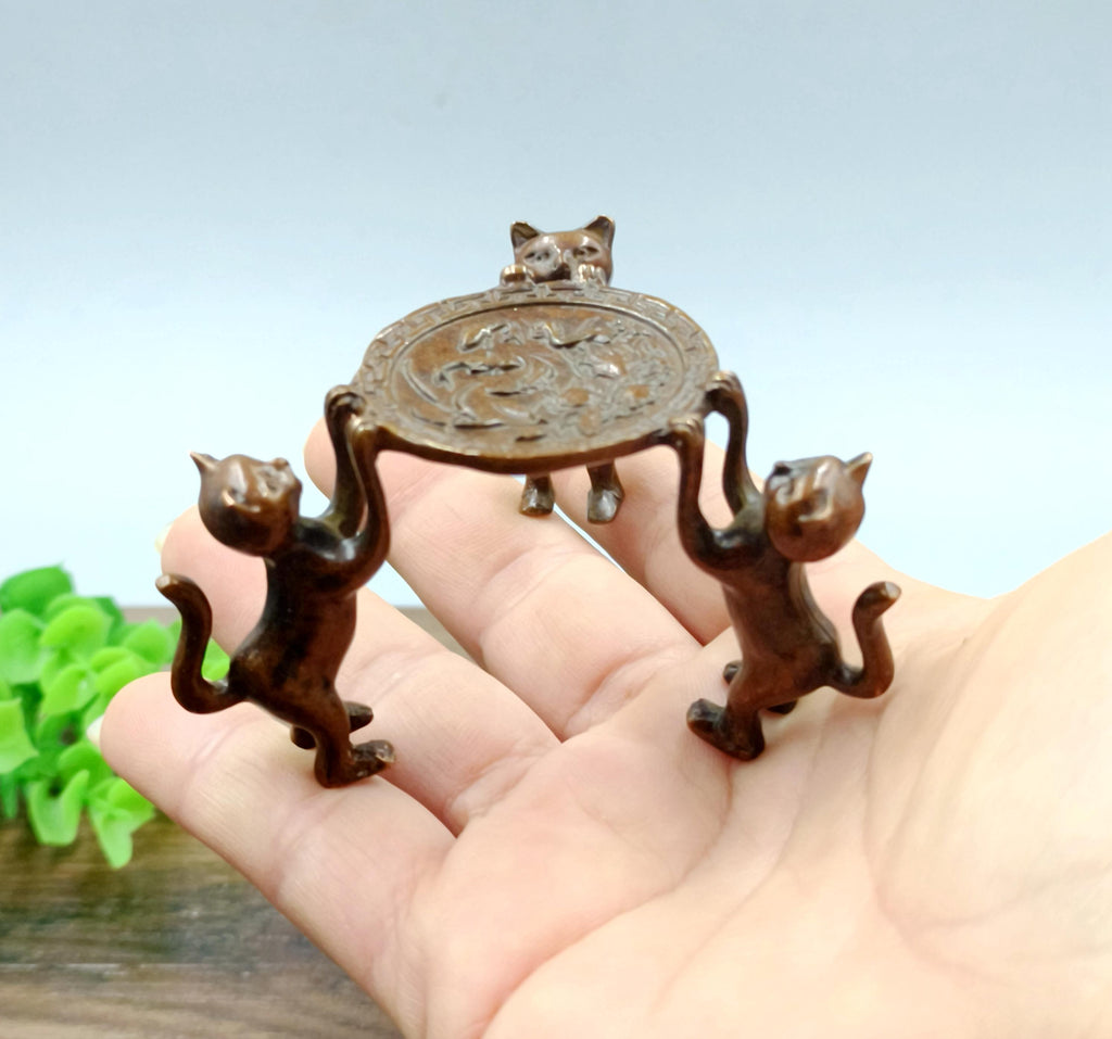 Pure copper Retro three cats dragon fish candlestick stand/home desktop decoration ornament