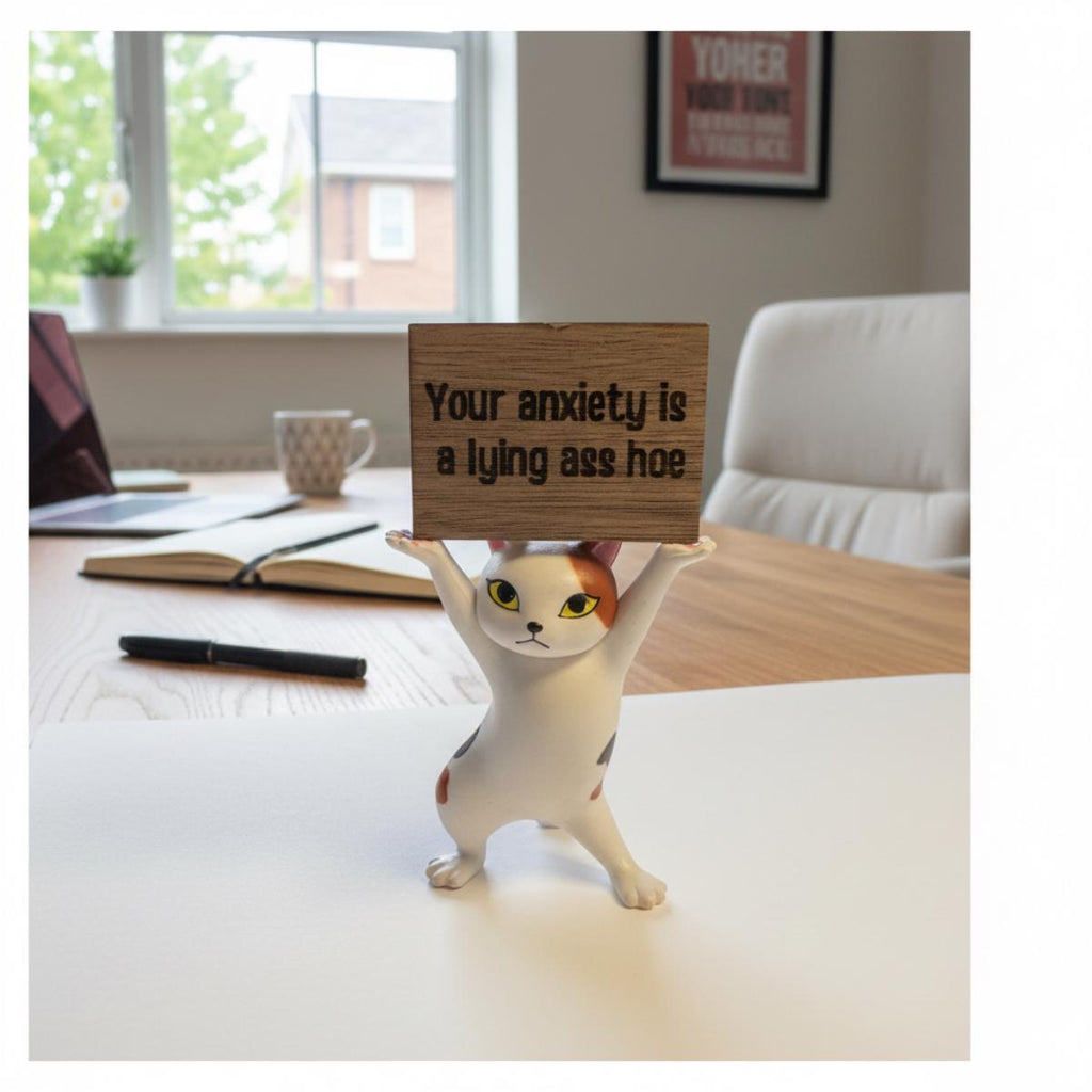 Funny Cat Figurine Your Anxiety Is a Lying Ass Sassy Mental Health Gift Blunt Affirmation Decor Anxiety Relief Self Care Desk Cat