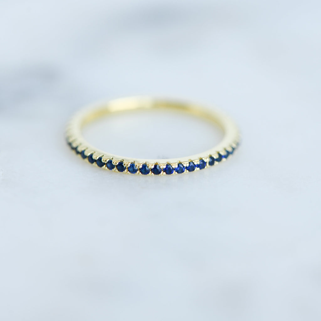 Dainty Sapphire Eternity Ring, Sapphire Ring, Sapphire Stacking Ring, September Birthstone, Minimalist Ring, Simple Ring, Gift for Her