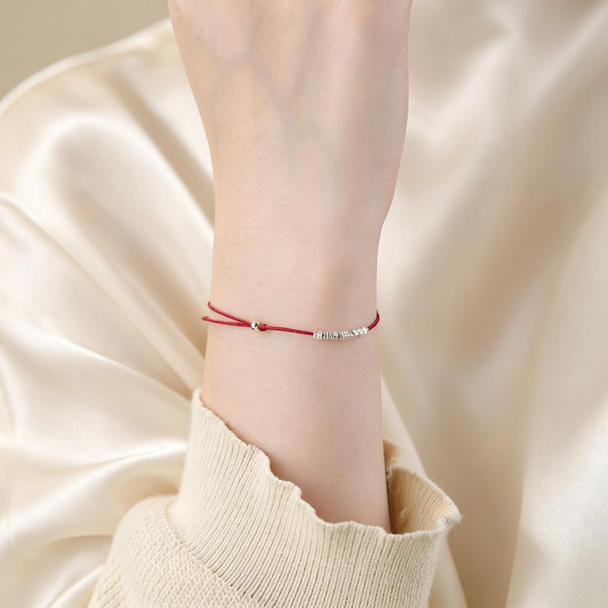 Whispers of Peace 999 Silver Red String Bracelet, Red Cord Bracelet, Good Luck & Protection Jewelry, Peace Blessing Gift, Handmade