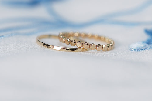 14K Gold Filled Ring Set for 2 flattened bead Ring- Bead Stacking Ring Silver Rose Gold - Minimalist Ring- Stacking Ring Set Gift for Her