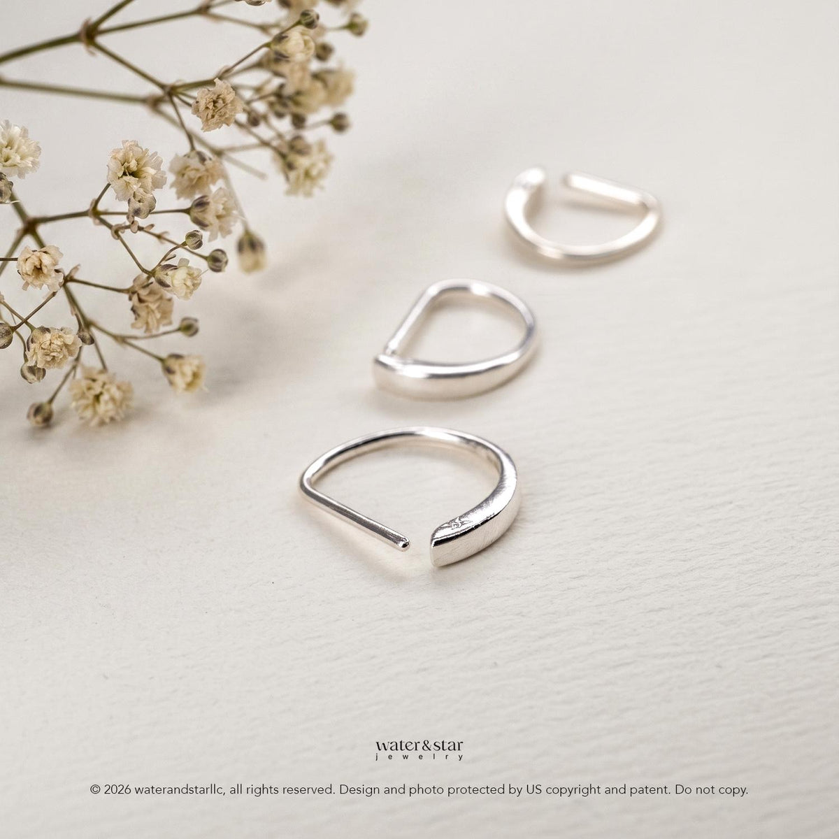 D Shape Sleeper Earrings, Open Hoop Earrings, Backless Half Hoops, Dainty Cartilage Hoop, Small Gold Huggie, Sterling Silver Nap Earrings