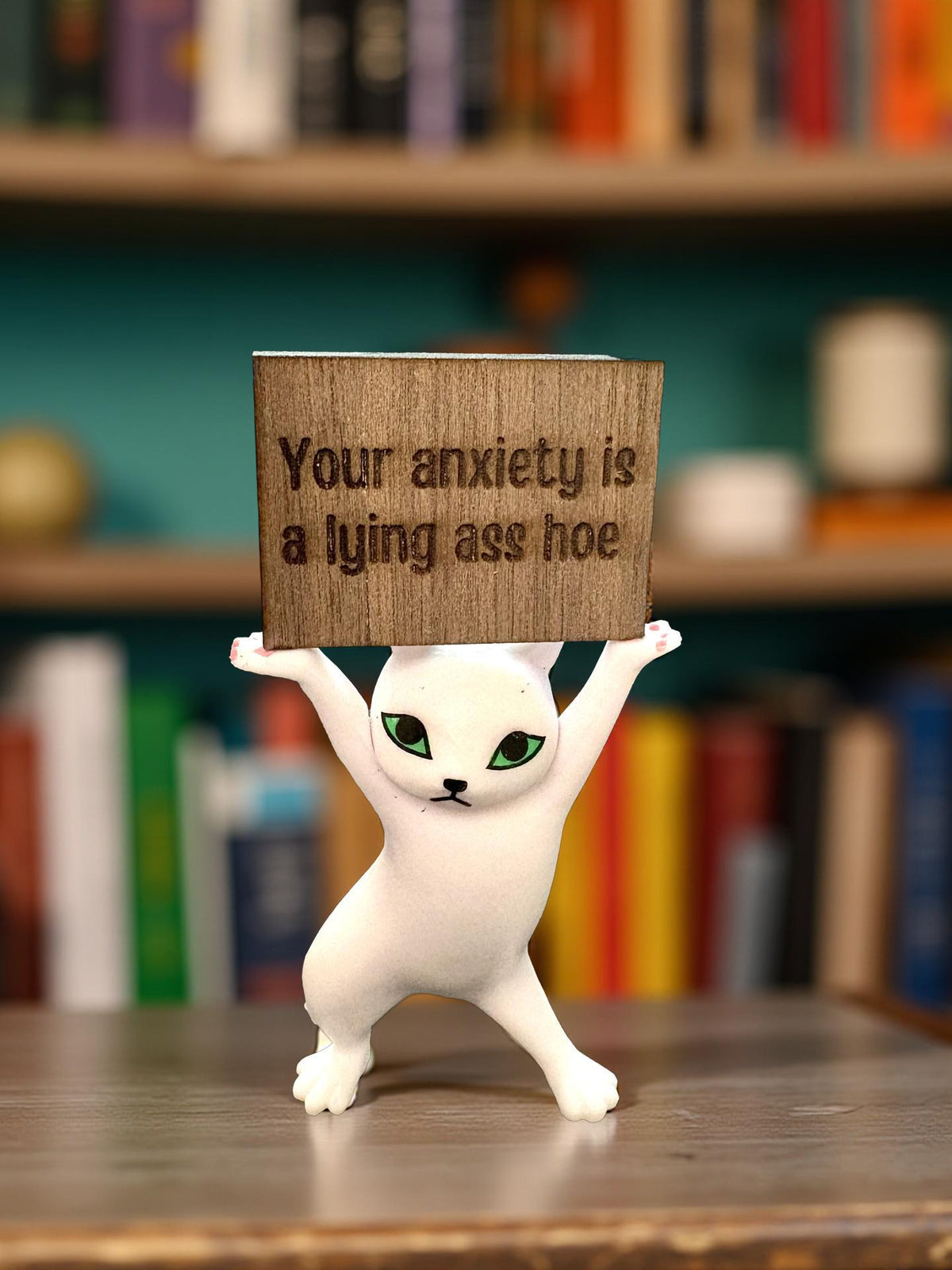 Funny Cat Figurine Your Anxiety Is a Lying Ass Sassy Mental Health Gift Blunt Affirmation Decor Anxiety Relief Self Care Desk Cat