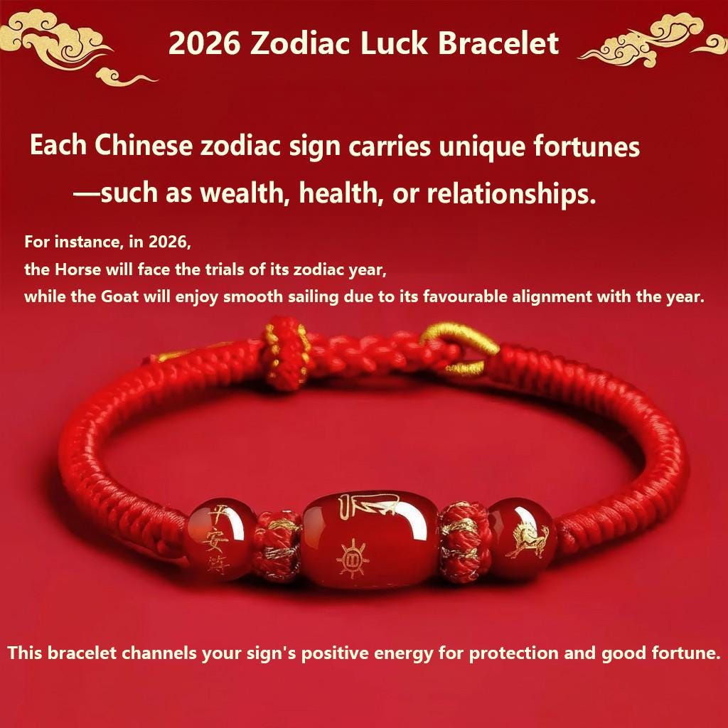 Buddhist Spiritual Zodiac Red String Bracelet | Temple Blessed Agate Protection Bracelet | Feng Shui Lucky Amulet for Horse, Rat & Rabbit