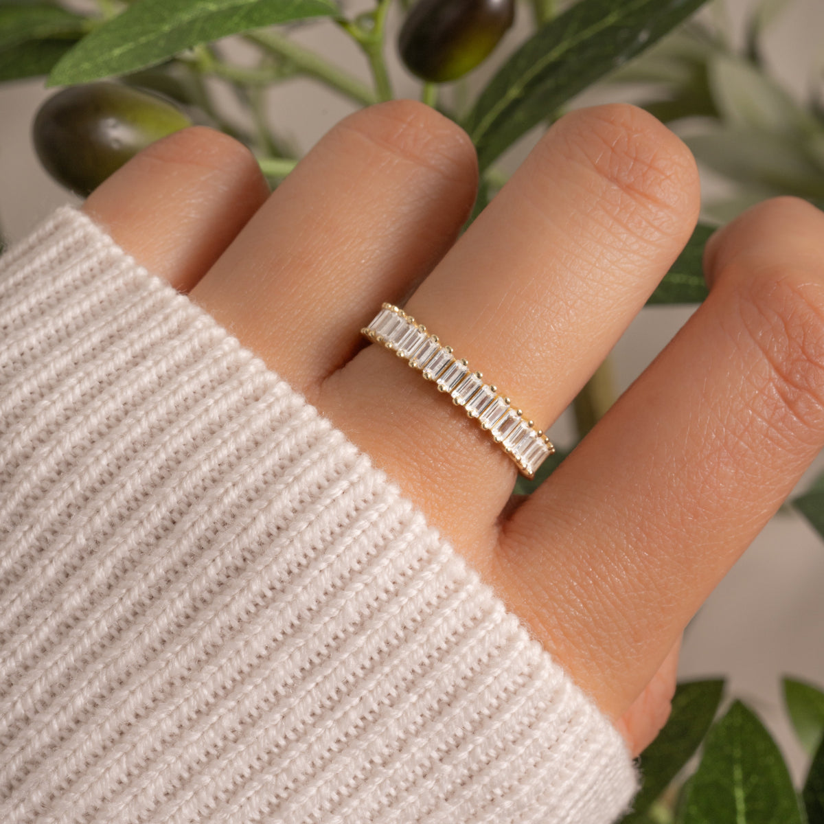 Baguette Ring, Diamond Eternity Band, Statement Ring, Eternity Ring, Engagement Ring, Promise Ring, Minimalist Ring, Gift For Wife