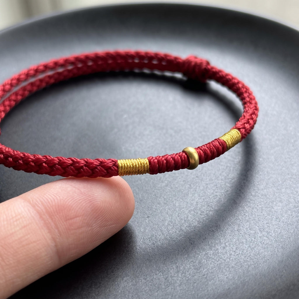 Adjustable Woven Cord Bracelet with 24K Pure Gold Accent