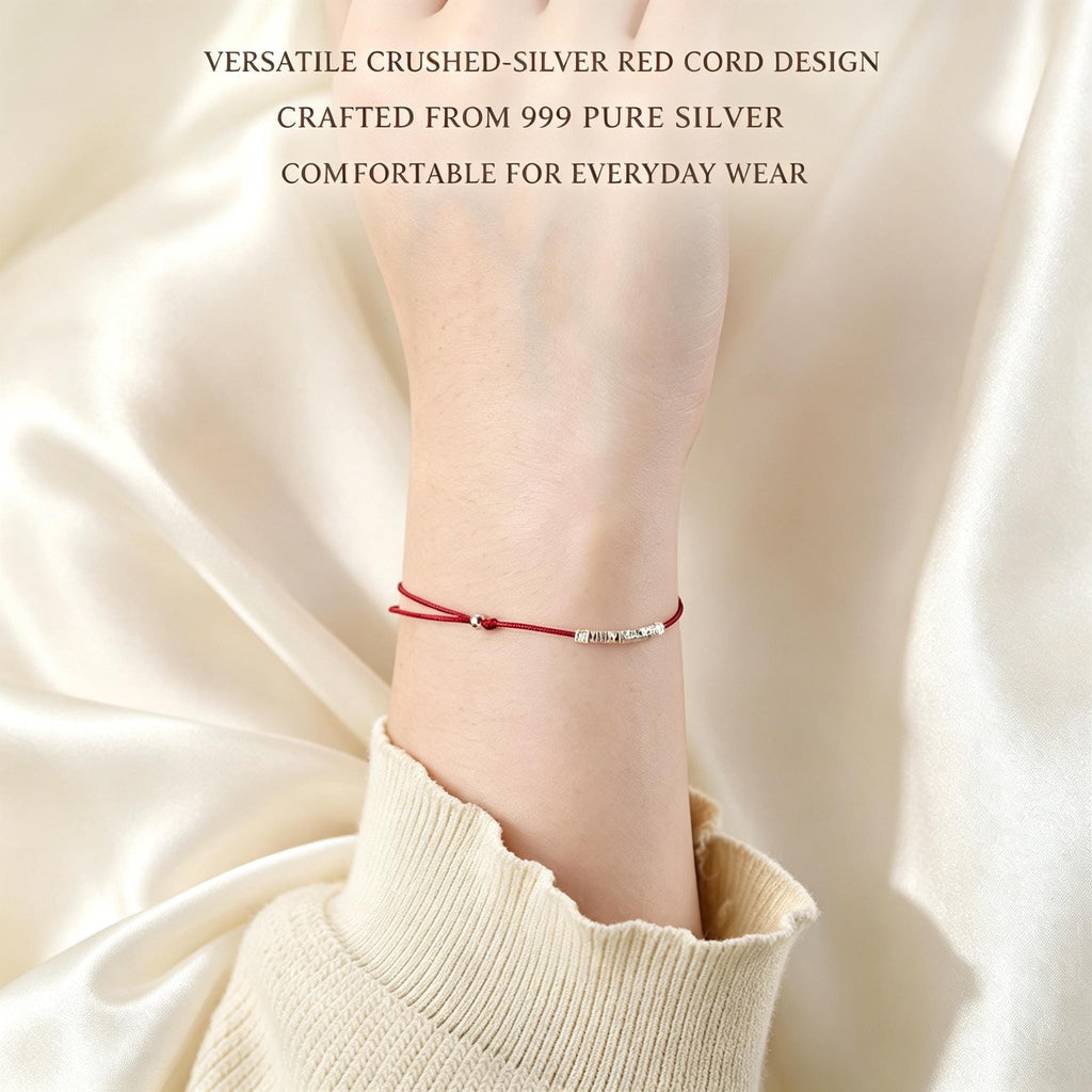 Whispers of Peace 999 Silver Red String Bracelet, Red Cord Bracelet, Good Luck & Protection Jewelry, Peace Blessing Gift, Handmade