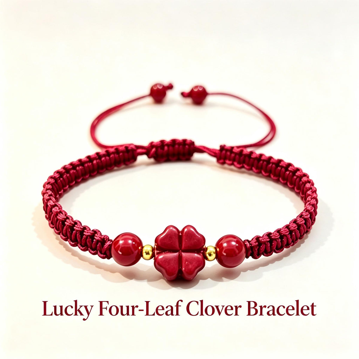 Red String Bracelet,Cinnabar Bracelet,Four Leaf Clover Bracelet, Lucky Charm Jewelry, Good Luck Gift, Handmade Inspired Jewelry Gift For Her