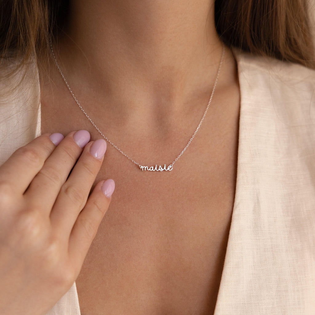 Personalized Name Necklace by Seven Lucky Gifts • Delicate Layering Necklace • Dainty Name Charm Jewelry • Birthday Gift for Her