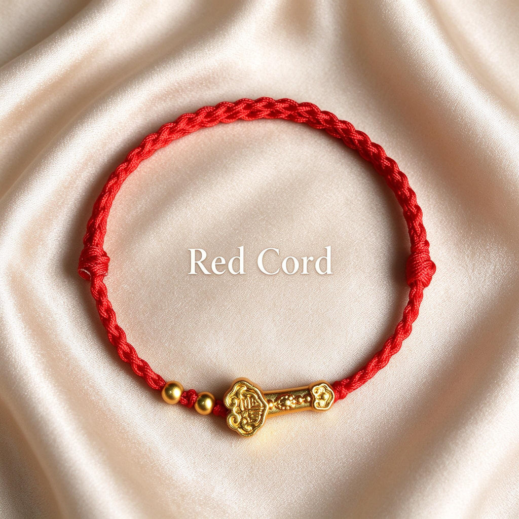 Red String Bracelet, Ruyi Good Luck Bracelet, Chinese Lucky Charm, Red Cord Protection Jewelry, Adjustable Blessing Bracelet, Handmade Gift