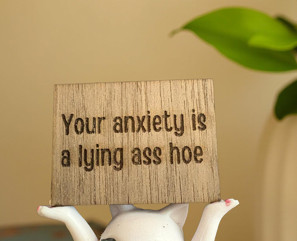 Funny Cat Figurine Your Anxiety Is a Lying Ass Sassy Mental Health Gift Blunt Affirmation Decor Anxiety Relief Self Care Desk Cat