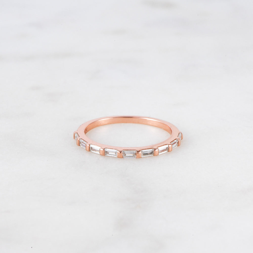 Dainty Baguette Stacking Ring, Gold Minimalist Ring, CZ Ring, Simple Diamond Ring, Silver Ring, Thin Ring, Gift for Her, Delicate Ring