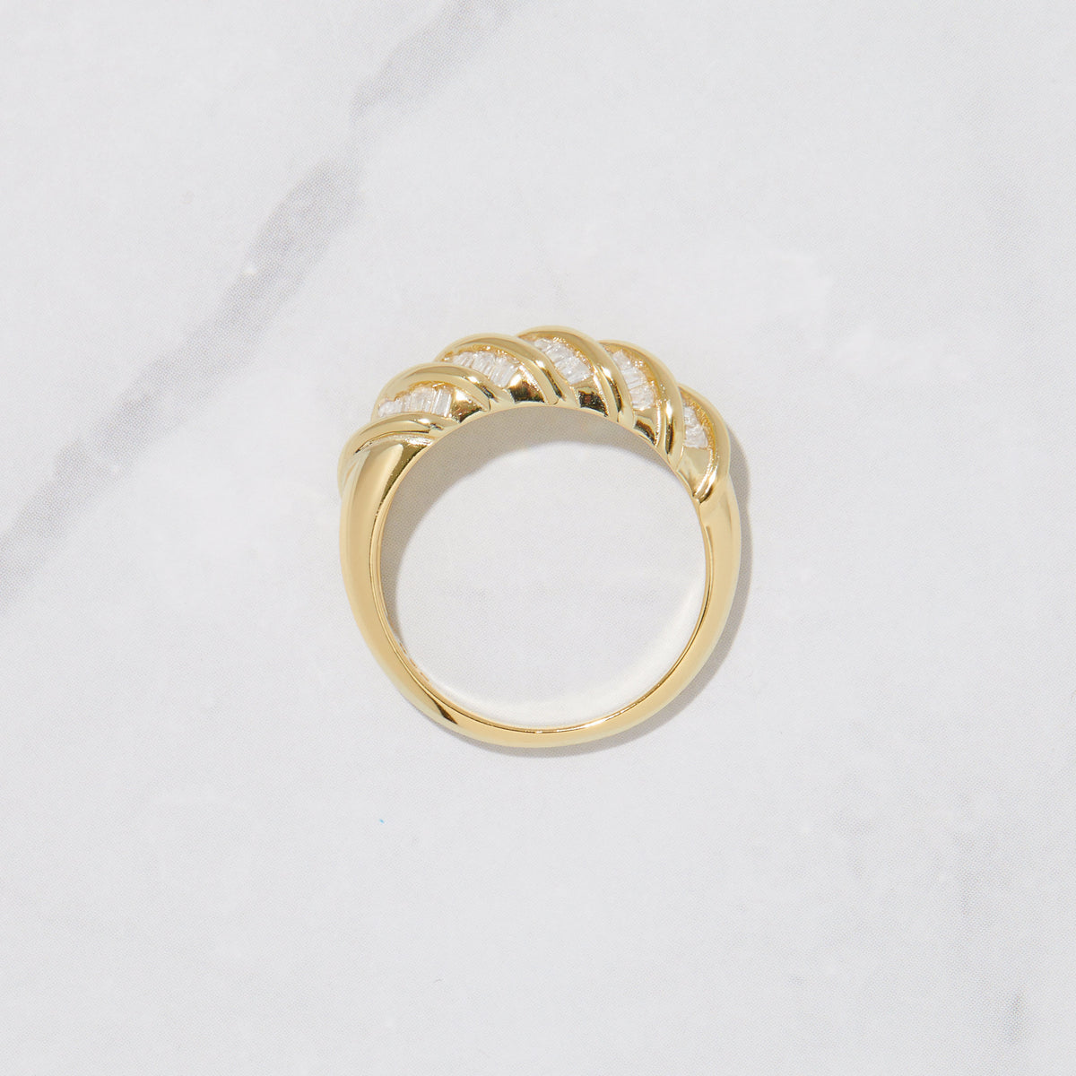 Baguette Ring, Twist Baguette Ring, Stacking Ring, Gold Ring, Minimalist Ring, Sterling Silver Ring, Croissant Ring, Dome Ring, Dainty Ring