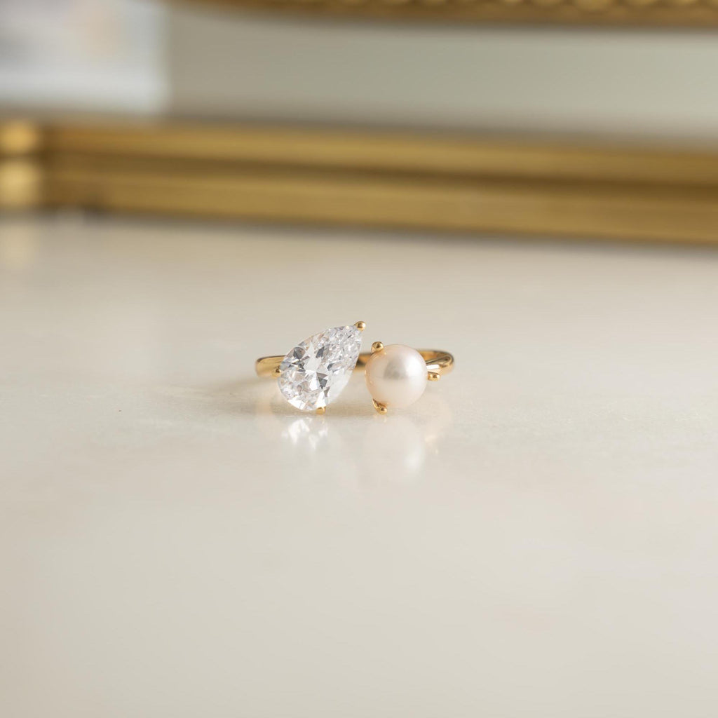 Toi et Moi Ring, Pearl Ring, Two Stone Ring, Promise Ring, Vintage Ring, Gift for Her, Gemstone Ring, Anniversary Gift, Pearl Jewelry