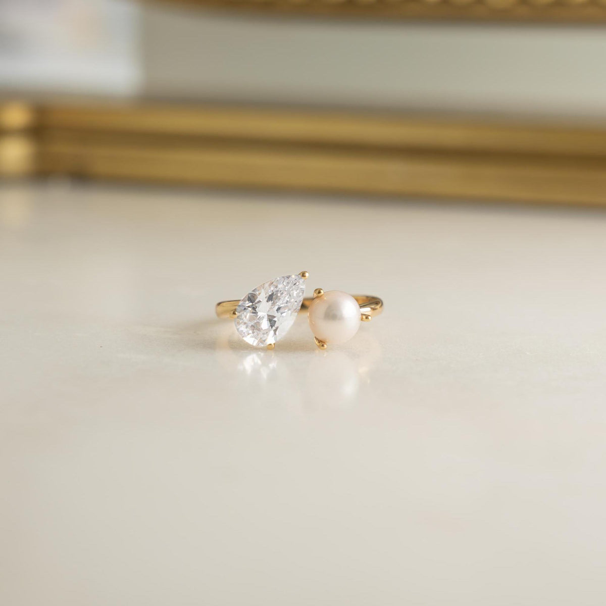 Toi et Moi Ring, Pearl Ring, Two Stone Ring, Promise Ring, Vintage Ring, Gift for Her, Gemstone Ring, Anniversary Gift, Pearl Jewelry