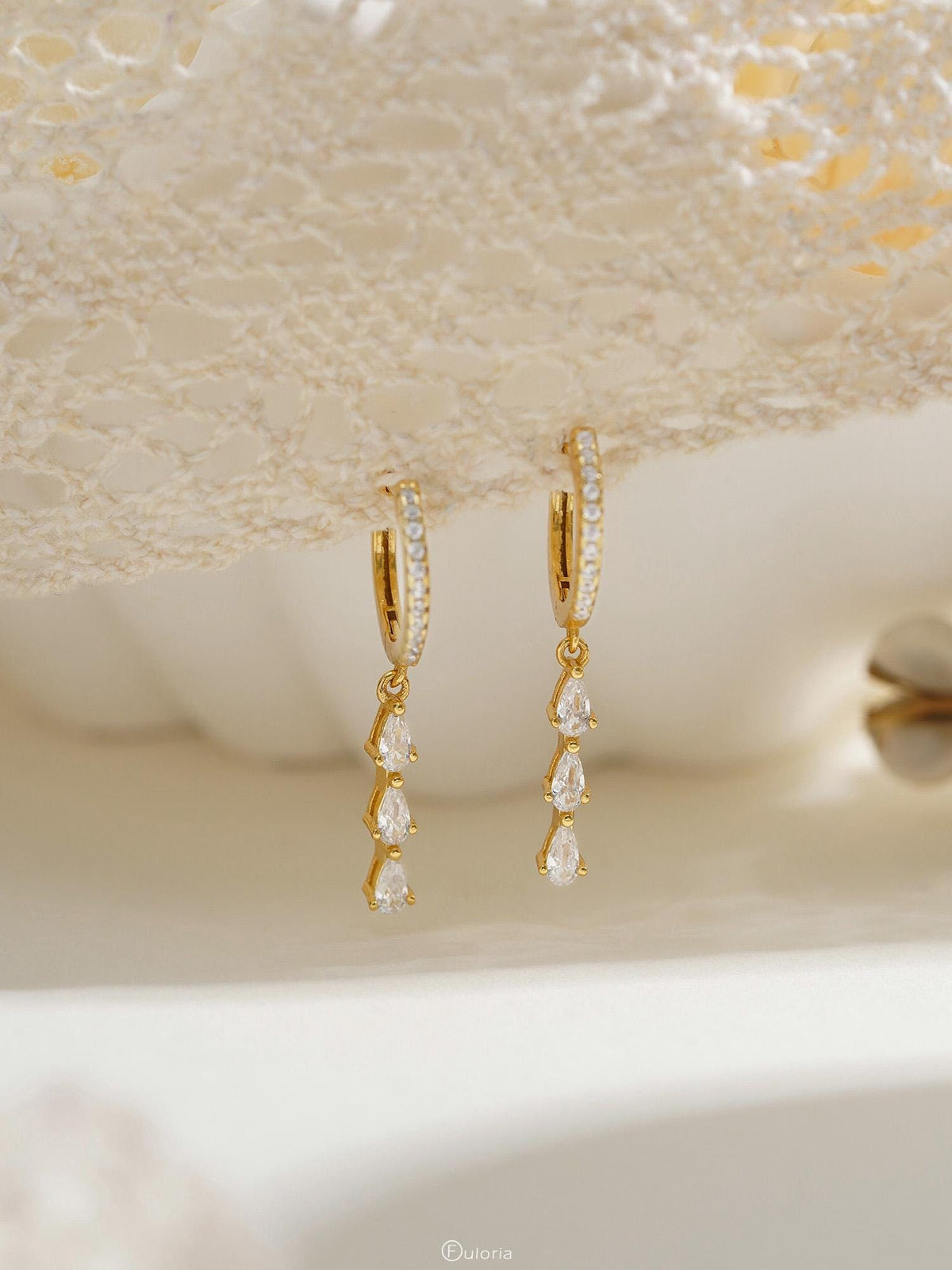 Dainty Diamond Hoop Earrings, Tassel Diamond Huggie Earrings, Crystal Dangle Drop Earrings, Wedding Earrings, Bridesmaids Gift for Her