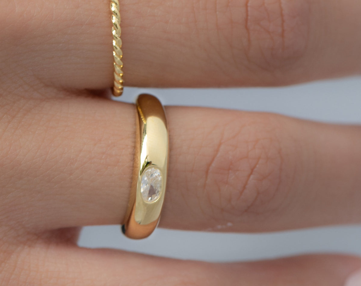 Minimalist Dome Ring, Gold Ring, Chunky Ring, Statement Ring, Signet Ring, Dainty Ring, Minimalist Ring, Stackable Ring, Gift for Her