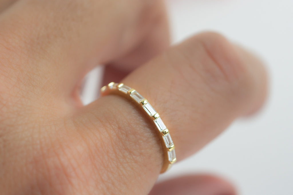 Dainty Baguette Stacking Ring, Gold Minimalist Ring, CZ Ring, Simple Diamond Ring, Silver Ring, Thin Ring, Gift for Her, Delicate Ring
