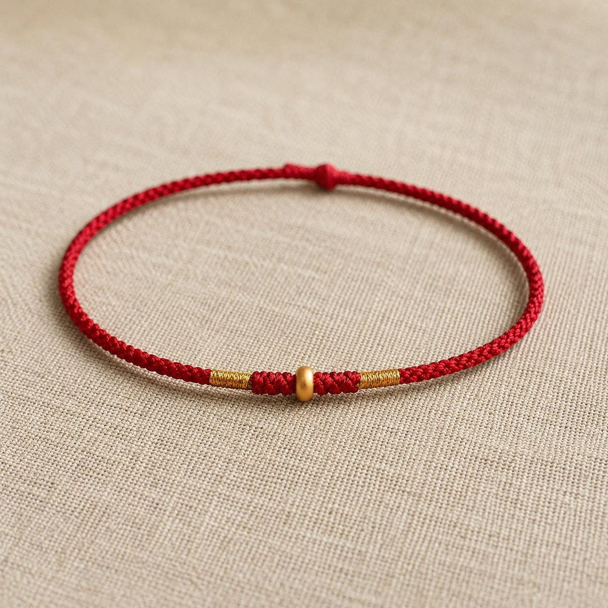 Adjustable Woven Cord Bracelet with 24K Pure Gold Accent