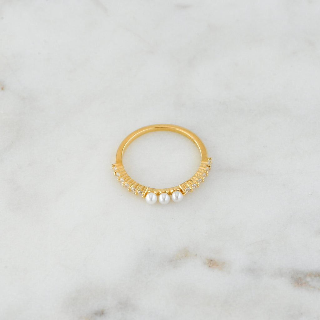 Pearl Ring, Dainty Pearl Ring, Gold Pearl Ring, Stacking Ring, Simple Ring, June Birthstone, Minimalist Ring, Sterling Silver Pearl Ring