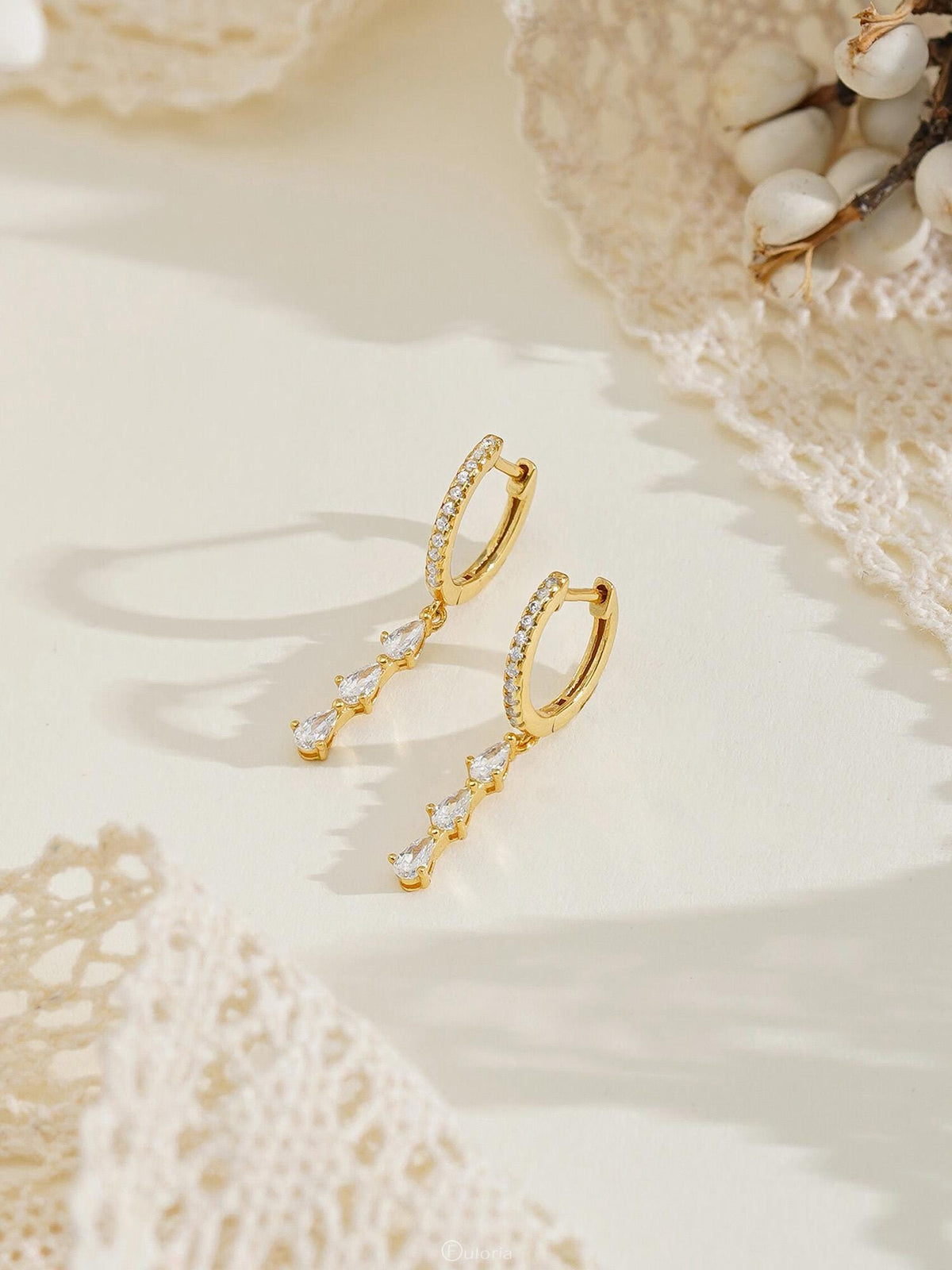 Dainty Diamond Hoop Earrings, Tassel Diamond Huggie Earrings, Crystal Dangle Drop Earrings, Wedding Earrings, Bridesmaids Gift for Her