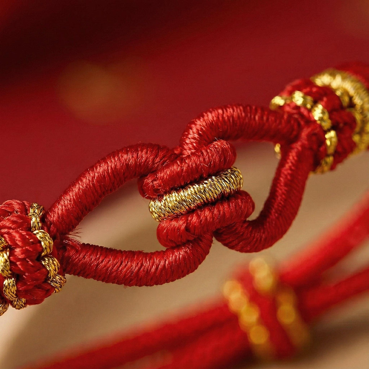 True Love Knot Couple Bracelets, Red String of Fate Amulet, Wedding Gift