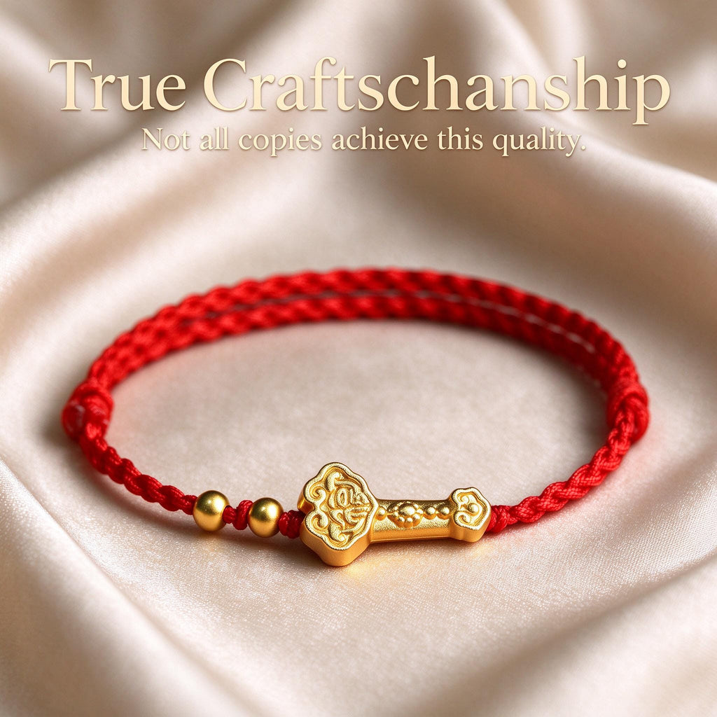 Red String Bracelet, Ruyi Good Luck Bracelet, Chinese Lucky Charm, Red Cord Protection Jewelry, Adjustable Blessing Bracelet, Handmade Gift
