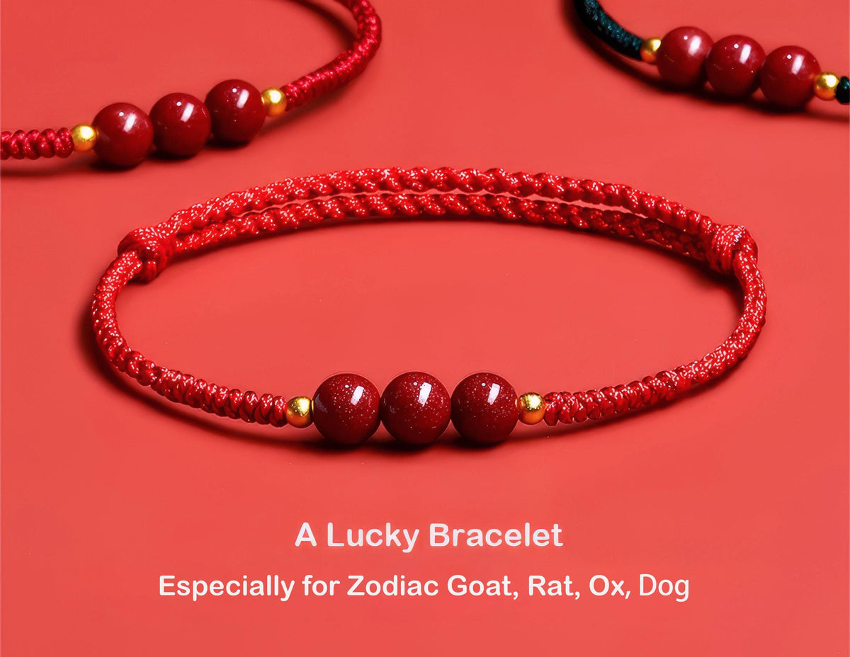 Cinnabar Red String Bracelet | 2027 Zodiac Protection | Blessed Temple Charm | Chinese Good Luck Gift