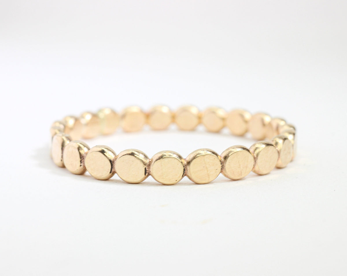 14k Gold Filled Flat Bead Stacking Ring: Sterling Silver & Rose Gold