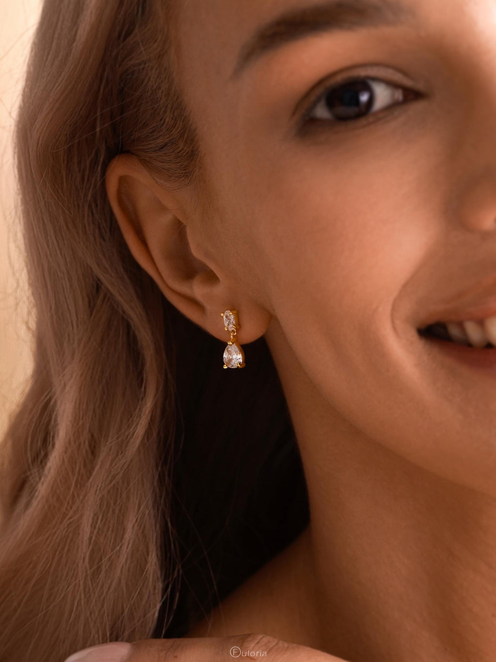Dainty Diamond Drop Earrings, Minimalist Diamond Stud Earrings, CZ Gold Earrings, Wedding Jewelry, Bridesmaids Gift, Christmas Gift for Mom