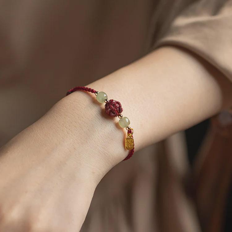Zodiac Red String Bracelet,Cinnabar Animal Charm, Jade Beads, Fu Lucky Charm,Adjustable Protection Bracelet, Handmade Knot, Gift for Her Him