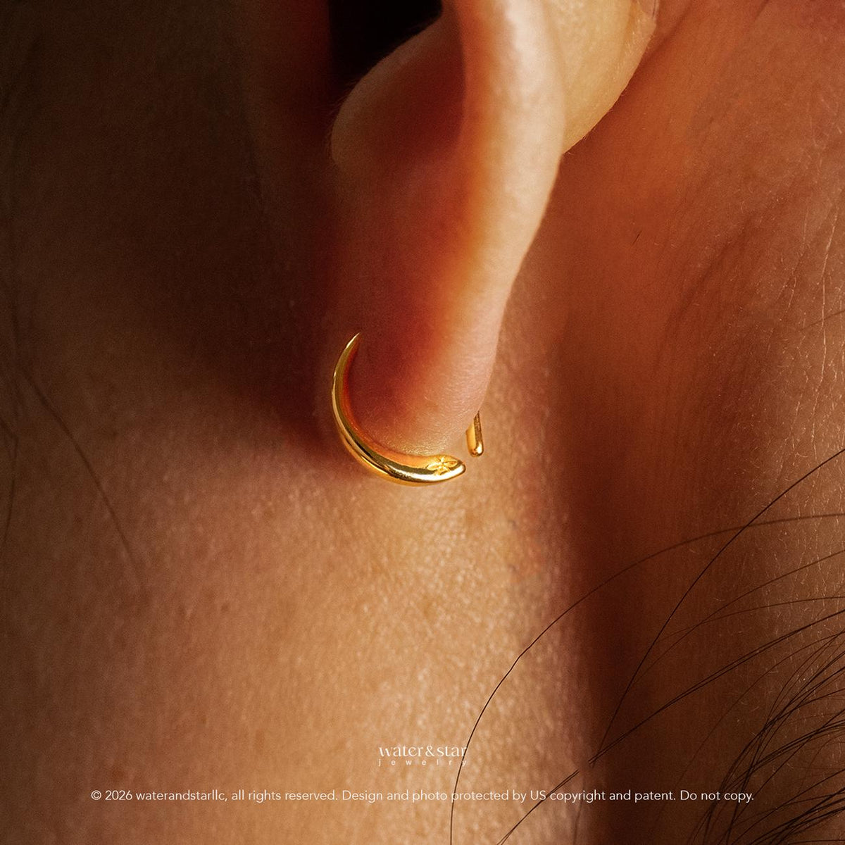D Shape Sleeper Earrings, Open Hoop Earrings, Backless Half Hoops, Dainty Cartilage Hoop, Small Gold Huggie, Sterling Silver Nap Earrings
