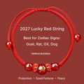 2027 Zodiac Protection Bracelet, Red String Agate Amulet, Energy Shield for Year of the Goat, Temple Blessed Gift