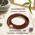 Red Sandalwood Bead Bracelet | Multi Wrap Mala Bracelet | Double Triple Wrap Buddhist Prayer Beads | Minimalist Wood Energy Protection Gift